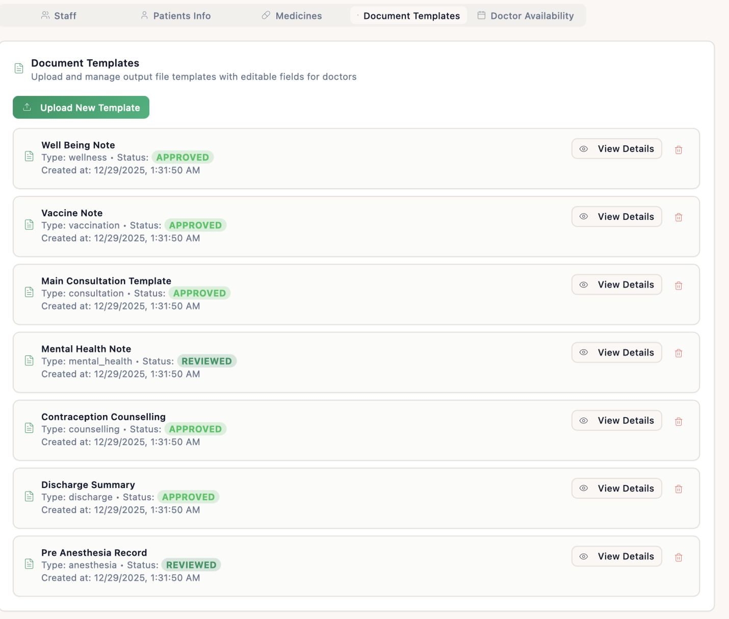 Document Templates management